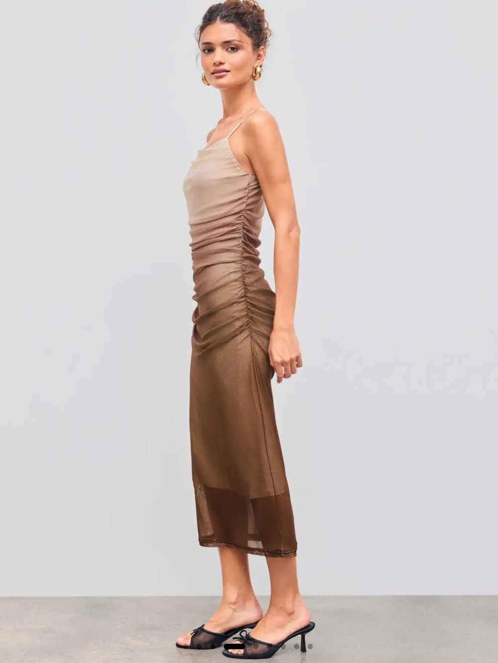 Cider Mesh Gradient Ruched Maxi Dress - Picture 5 of 10